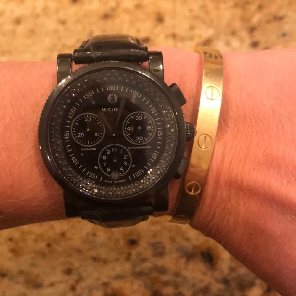 Michele black diamond Chrono watch